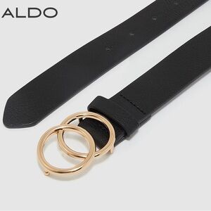 Aldo Accessories Women's Belt in Black with Gold Rings | Size: Large